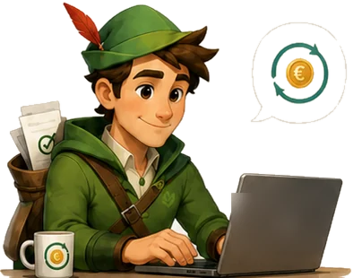 Robin mit Laptop